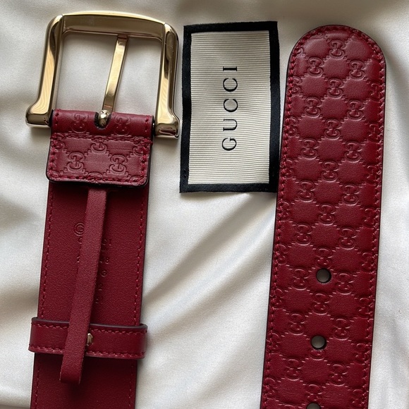 GUCCI Microguccissima Soft Margaux Red Leather Belt Sz 80 Made in Italy BNIB - Picture 7 of 9